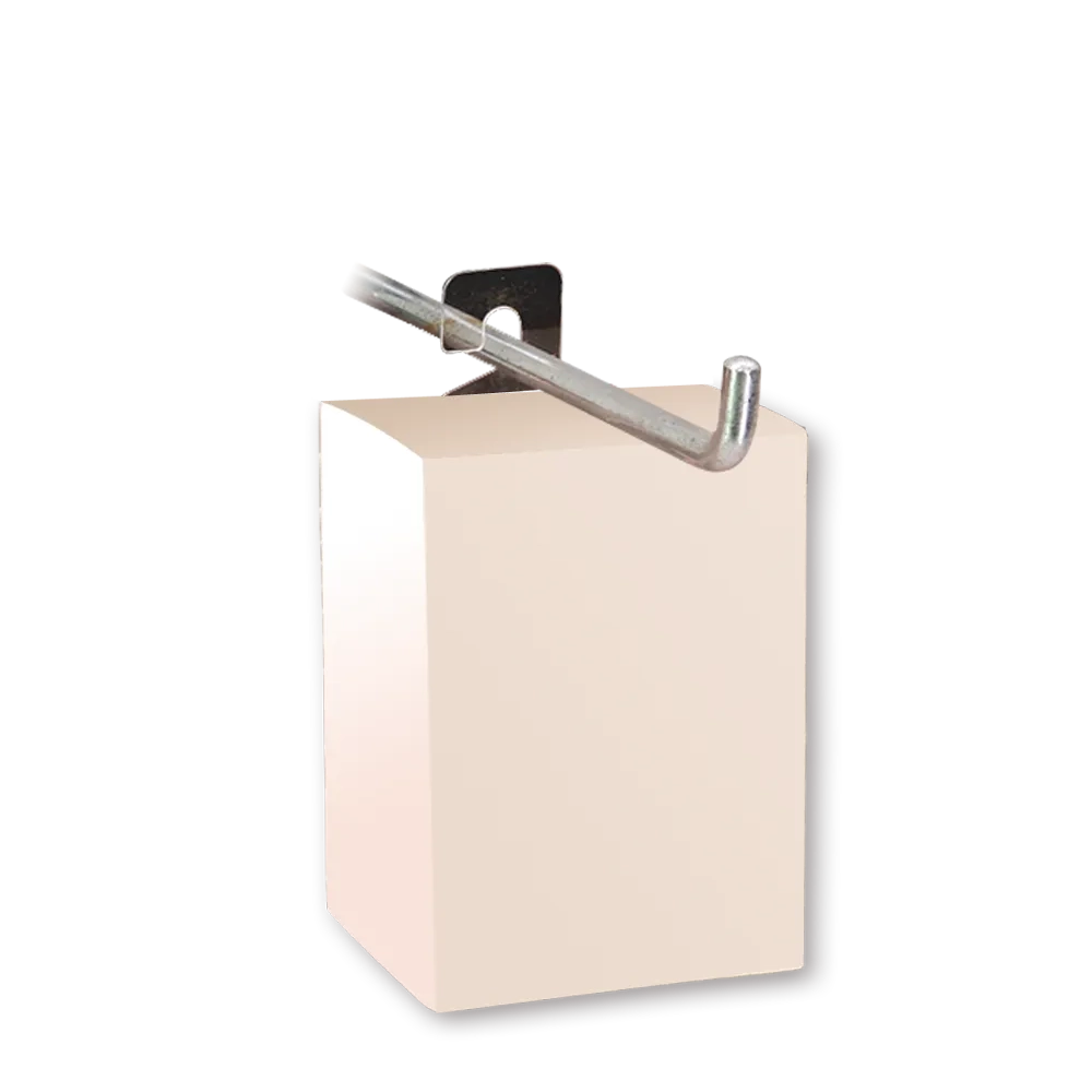 Self-Adhesive J Hook Hang Tabs 6 Box attached with J-hook style hang tabs with adhesive, ideal for displaying retail products on peg hooks or display racks.